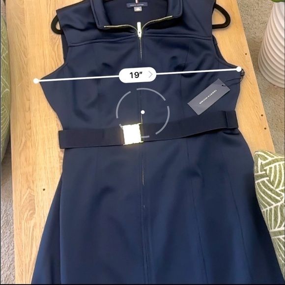 Tommy Hilfiger NWT Solid Navy Blue with Gold Zipper & Buckle Midi-Dress - Picture 4 of 6